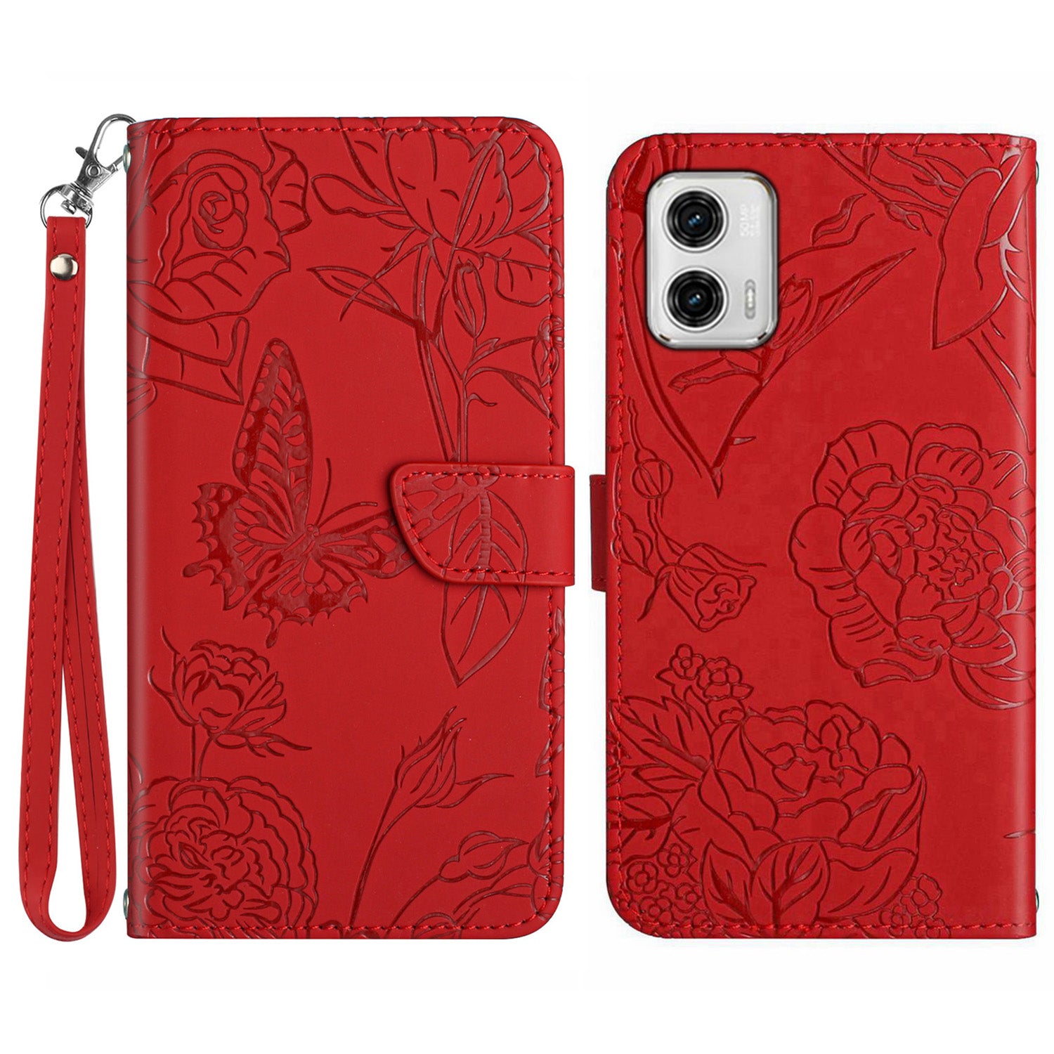 HT03 pro Motorola Moto G73 5G dotykový magnetický stojánek na telefon Pouzdro na telefon s potiskem motýlích květů s popruhem HT03 pro Motorola Moto G73 5G dotykový magnetický stojánek na telefon Pouzdro na telefon s potiskem motýlích květů s popruhem